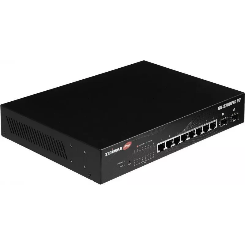 Edimax Pro GS-5208PLG V2 - V2 - lüliti - haldatav - 8 x 10/100/1000 (PoE+) + 2 x 1000Base-X SFP - rack-kinnitatav - PoE+ (160 W)