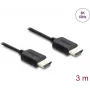 HDMI-kaabel DELOCK 81683 — 3 m, HDMI Type A isane-isasele, 48 Gbit/s, kuni 7680×4320, kullatud kontaktidega, must