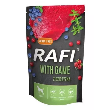 Märg koeratoit Dolina Noteci Rafi Game 500 g — hirveliha, täiskasvanud koerad, üksik kotike