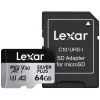 MicroSD-mälukaart Lexar 64 GB UHS-I Klass 3 SILVER PLUS