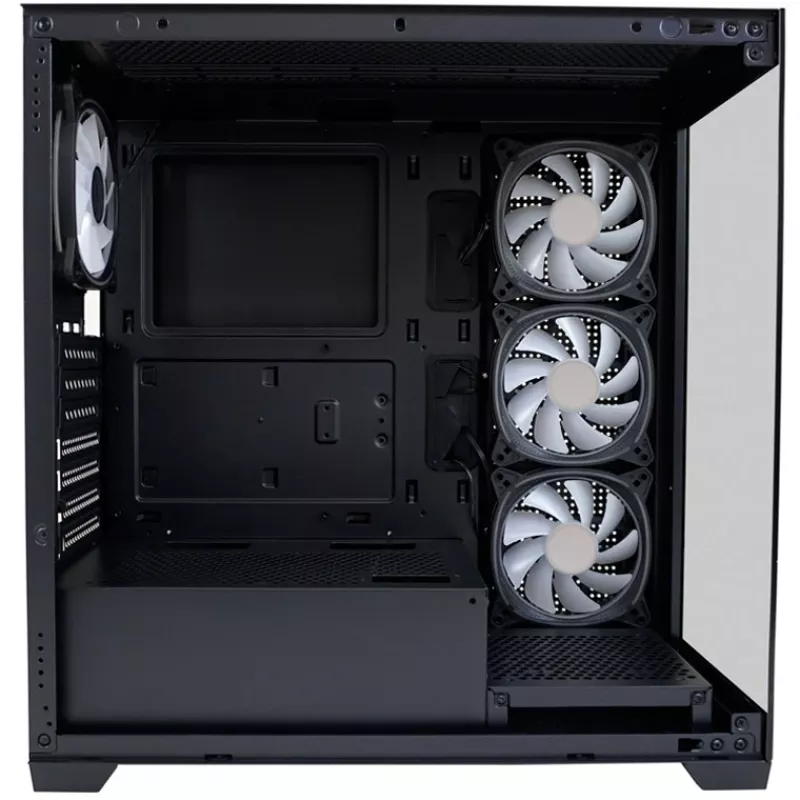 LC-Power korpus MidiTower 715B must USB3.2/Audio ilma toiteplokita SEAMLESS_X (LC-715B-ON)