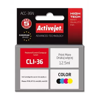 Activejet ACC-36N tindikassett (asendus Canon CLI-36-le; Supreme; 12,5 ml; värviline)
