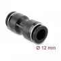 Pneumaatiline ühendus DELOCK 12 mm sirge, sisekeere, metallist/plastist korpus, pikkus 48,5 mm, must