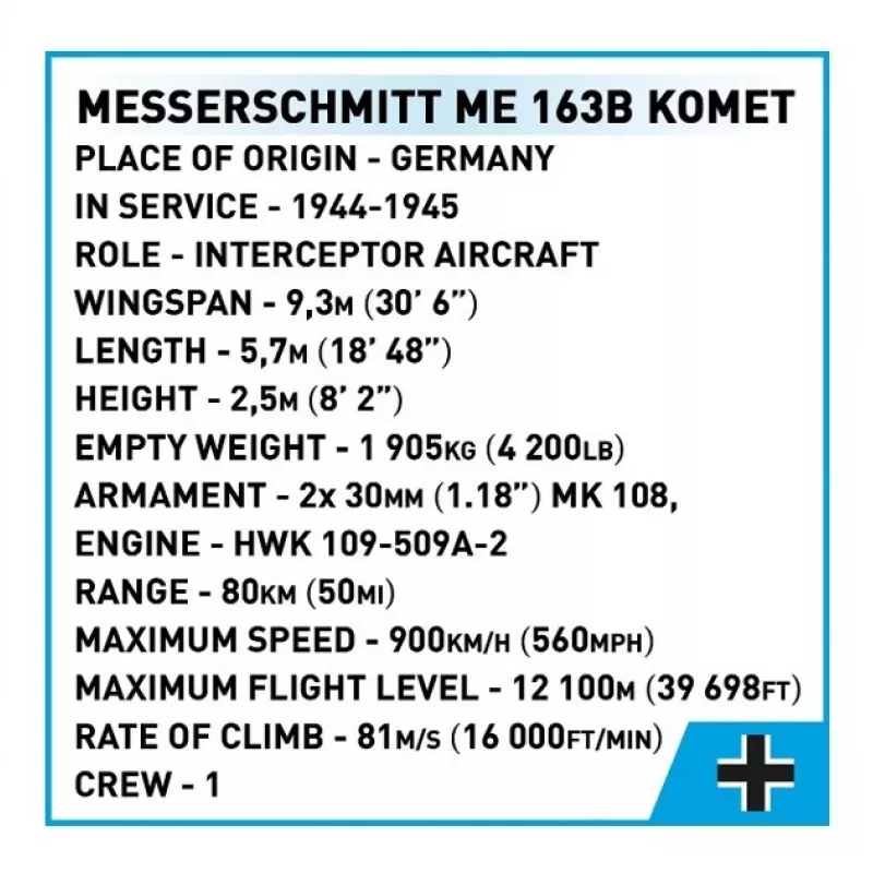 Klotsid Messerschmitt Me 163B Comet 543 klotsi