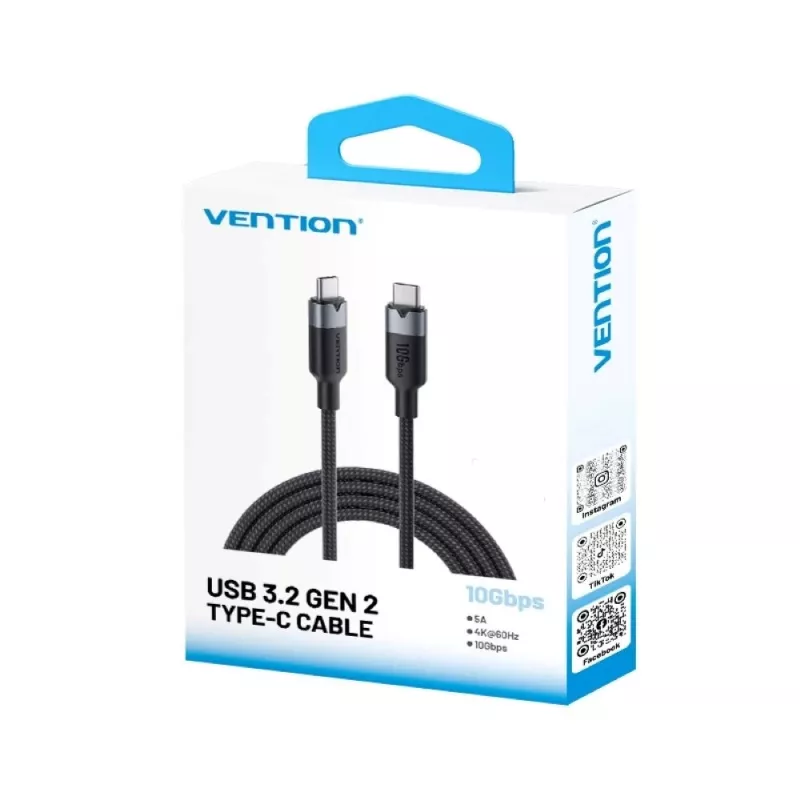 Vention USB 3.2 5A 10Gbps 1m BK USB-C to C kaabel