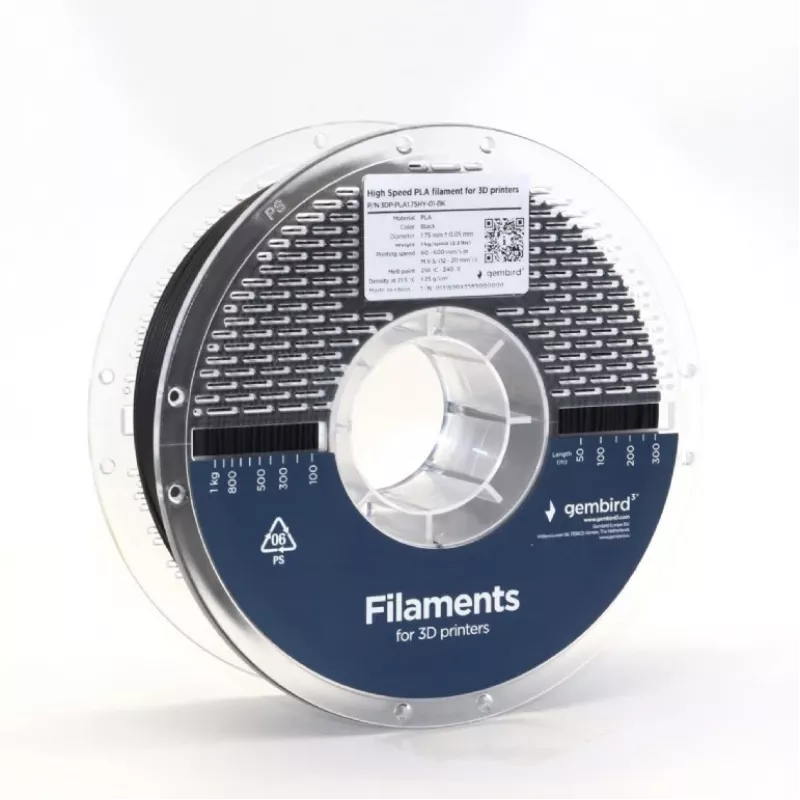 3D printimisfilament Gembird PLA 1.75 mm Must 1 kg rull