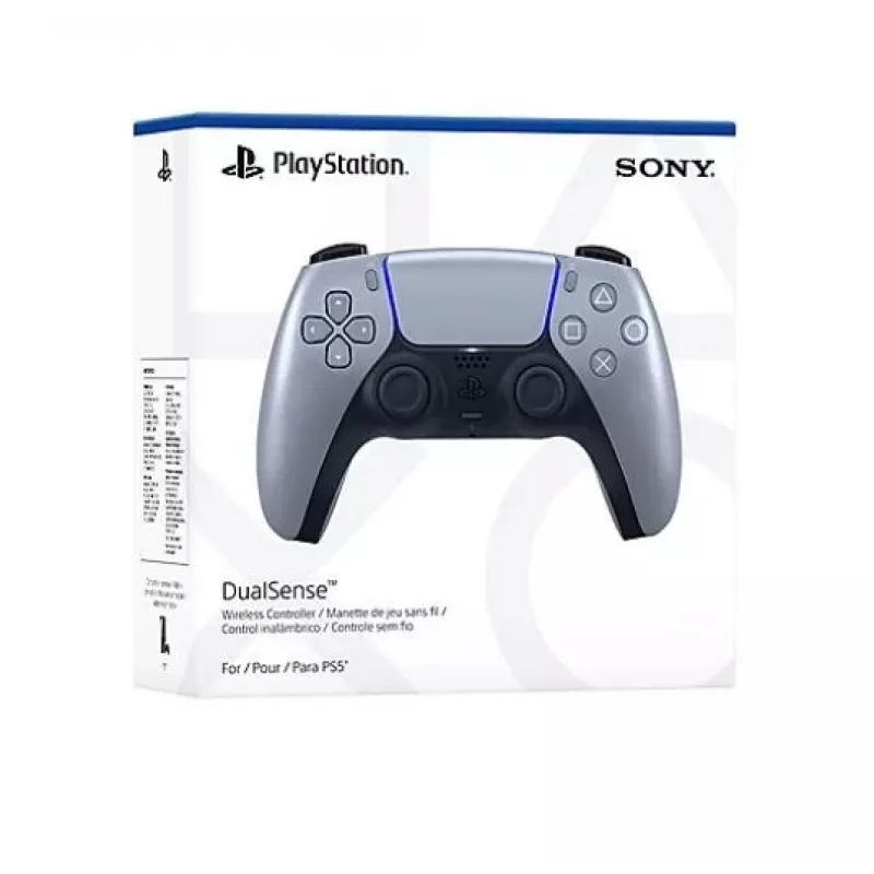 Juhtmeta mängupult Sony DualSense PlayStation 5-le — sisseehitatud liitiumioonaku, güro, haptiline vibratsioon, kõlar, 3,5 mm pesa, hõbedane