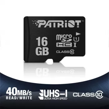 MicroSDHC mälukaart PATRIOT PSF16GMDC10 — 16 GB, Class 10, UHS-I (U1), 80 MB/s, must