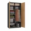 Riidekapp Top e shop SD-90 ANT/ART KPL — 2 uksega magamistoa riidekapp, 7 riiulit, 900×500×1800 mm