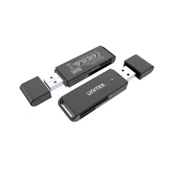 Kaardilugeja Unitek Y-9327A USB 3.2 Gen 1 Type-A — MicroSD/SD, 2 pesa, 5000 Mbit/s, must