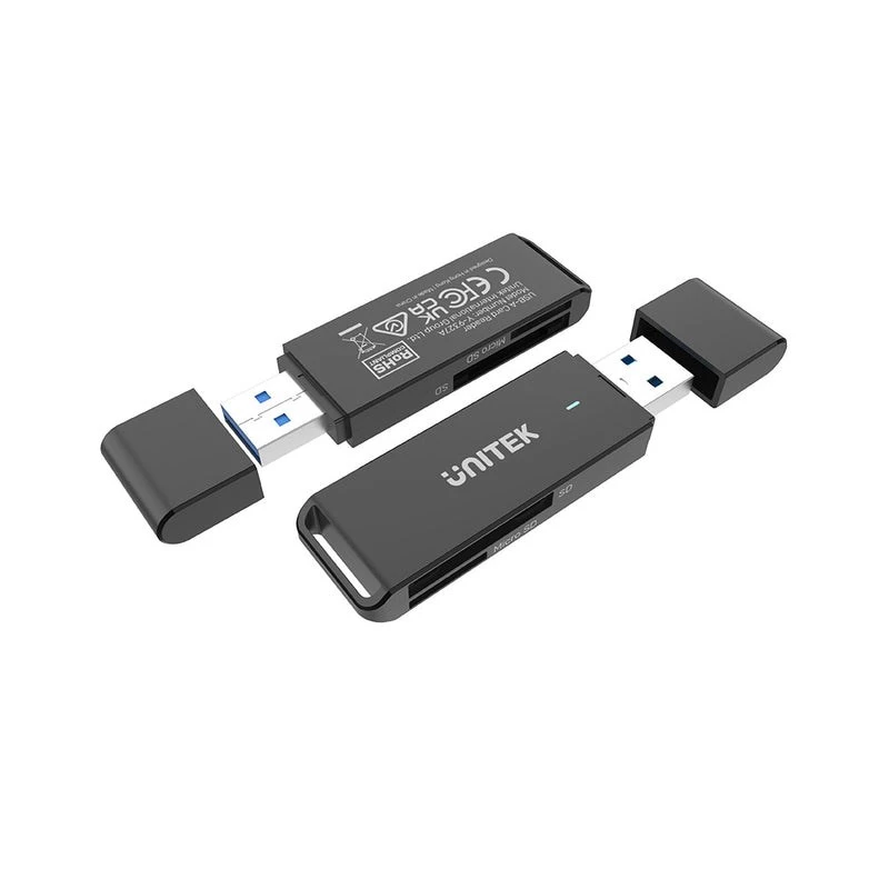 Kaardilugeja Unitek Y-9327A USB 3.2 Gen 1 Type-A — MicroSD/SD, 2 pesa, 5000 Mbit/s, must