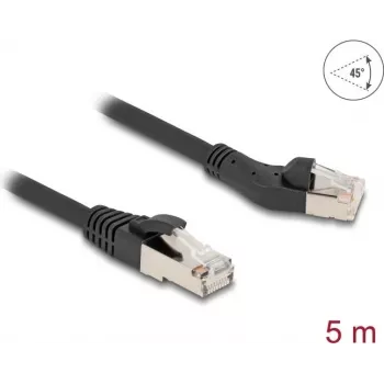 Võrgukaabel DeLOCK RJ45 Cat.8.1 45° vasakule painutatud 5 m must