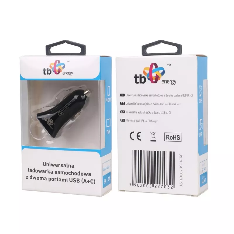 Universaalne autolaadija USB a+c Qc Tb ASTBXLU2USBACQC