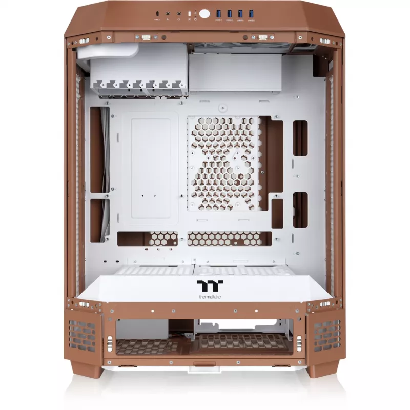 Arvuti korpus Thermaltake The Tower 600 Midi Tower Mocha — ATX/Micro-ATX/Mini-ITX, karastatud klaas, 1x3.5 tolli + 2x2.5 tolli, 4x USB 3.2