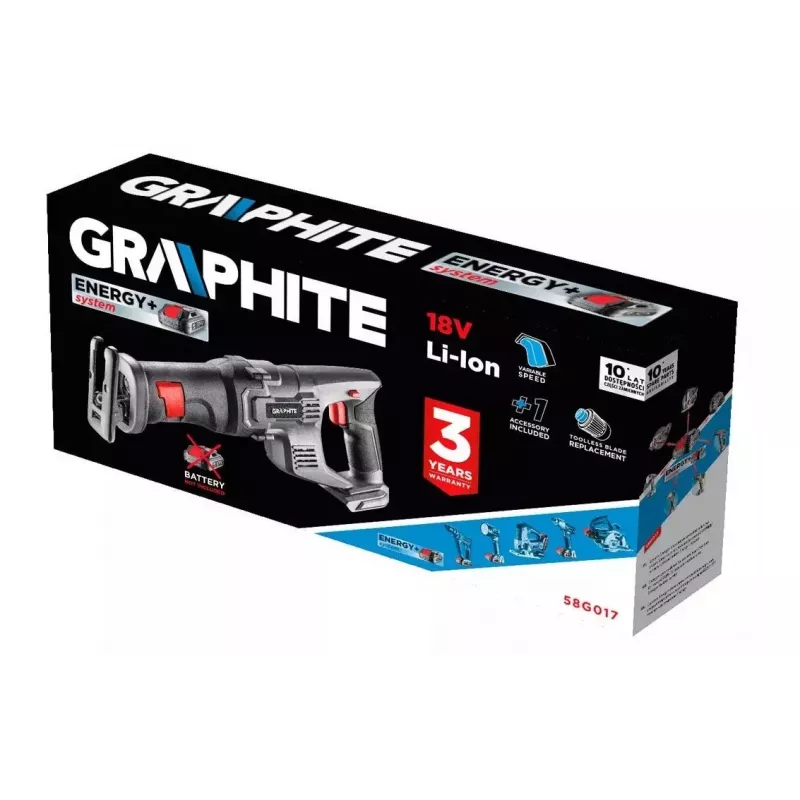 Graphite juhtmevaba Energy+ 18V, Li-Ion saag, ilma akupaketita