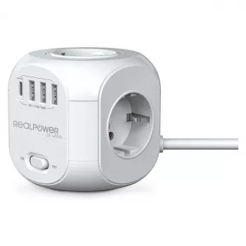 RealPower PowerBox 431 pikendusjuhe 1,8 m 4 vahelduvvoolupistikut siseruumidesse valge