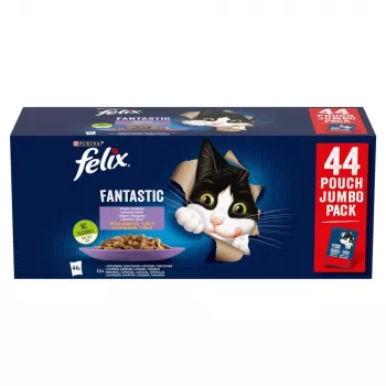 Märg kassitoit Purina Nestlé Felix Fantastic Mix tarretises, multipakend 44 x 85 g, täiskasvanud kassidele, gluteenivaba