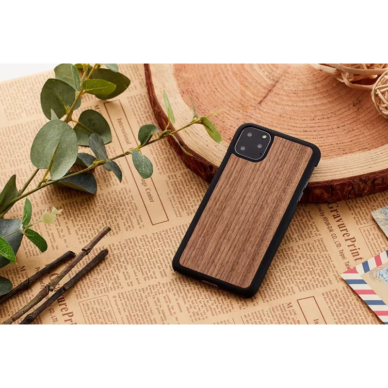 Nutitelefoni ümbris man and wood iPhone 11 Pro jaoks — must pähkel