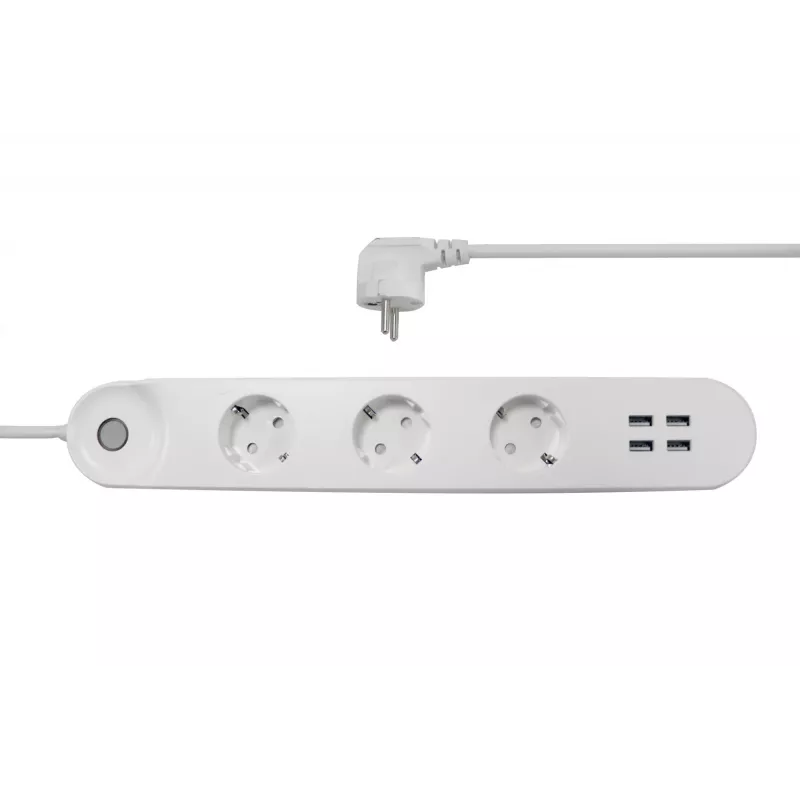 Nutikas pistikupesakomplekt Denver SHP-300U 3 vahelduvvoolupistikut Tüüp E 4 Valge