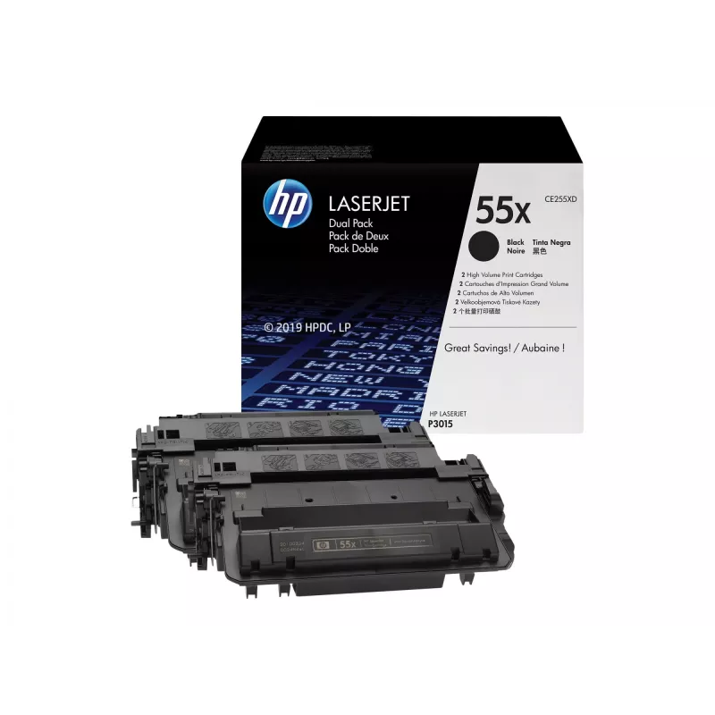 HP 55X 2-pack suure tootlikkusega must originaal LaserJet toonerikassetid
