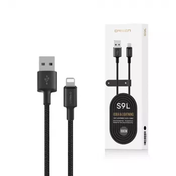 USB-A – Lightningi kaabel Orsen S9L 1 m 2,1 A – must