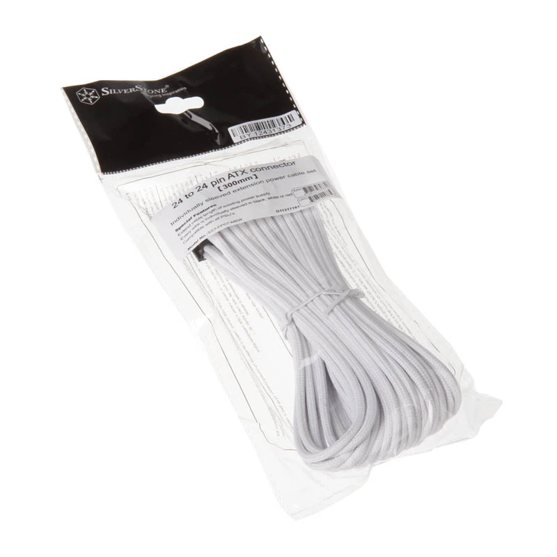 SilverStone PP07-MBW - Toite pikenduskaabel - ATX, 24-pin (M) - ATX, 24-pin (W) - 30 cm - Valge (SST-PP07-MBW)