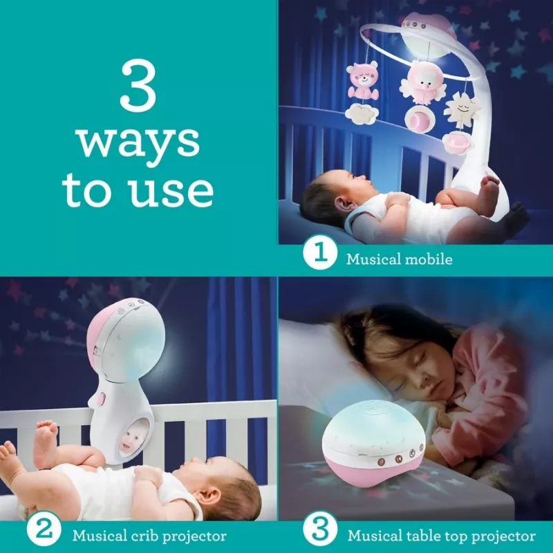 Beebimuusikakarp B-kids 3in1 Infantino 150302050 — puudriroosa, 3-ühes rahustav mänguasi