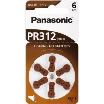 Kuuldeaparaatide patareid Panasonic PR 312 tsink-õhk 170 mAh — 6 tk pakend