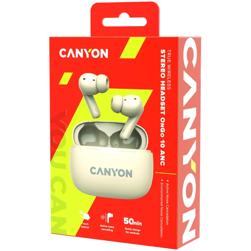 Canyon CNS-TWS10BG Kõrvaklapid ja peakomplekt True Wireless Stereo (TWS) kõrvasisesed kõrvaklapid kõnede/muusika/sport/igapäevane kasutamine USB Type-C Bluetooth Beež (CNS-TWS10BG)