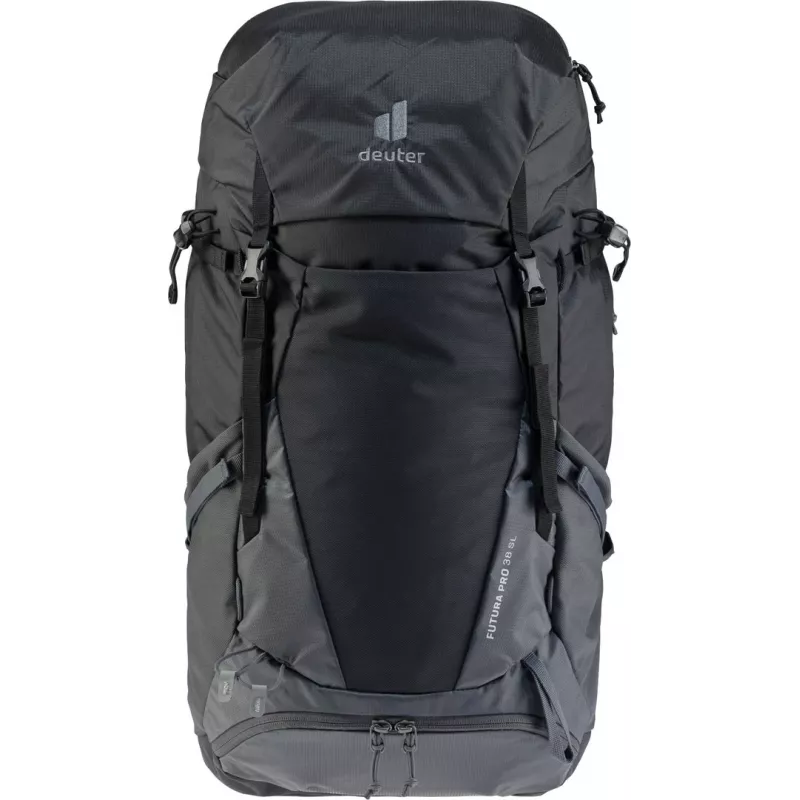Seljakott Deuter Futura Pro 38 L — 38 L matka- ja mägironimisseljakott, Ventileeritav selg, Puusavöö, Rinnarihm, Must