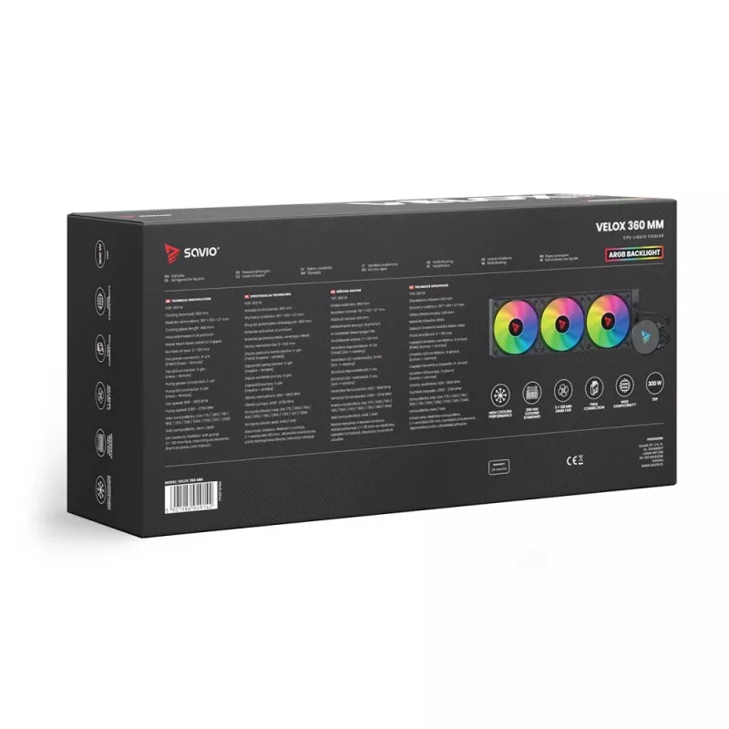 SAVIO VELOX 360mm protsessori vedelikjahuti ARGB-ga