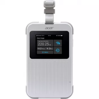 Kaasaskantav ruuter Acer Connect M6E 20 GB andmemahuga, kaheribaline (2,4 GHz + 5 GHz või 2,4 GHz + 6 GHz), Wi‑Fi 6E, 5G, IP68, 2x2 sisemised antennid, 4 GB muutmälu, 2,5 GHz protsessor