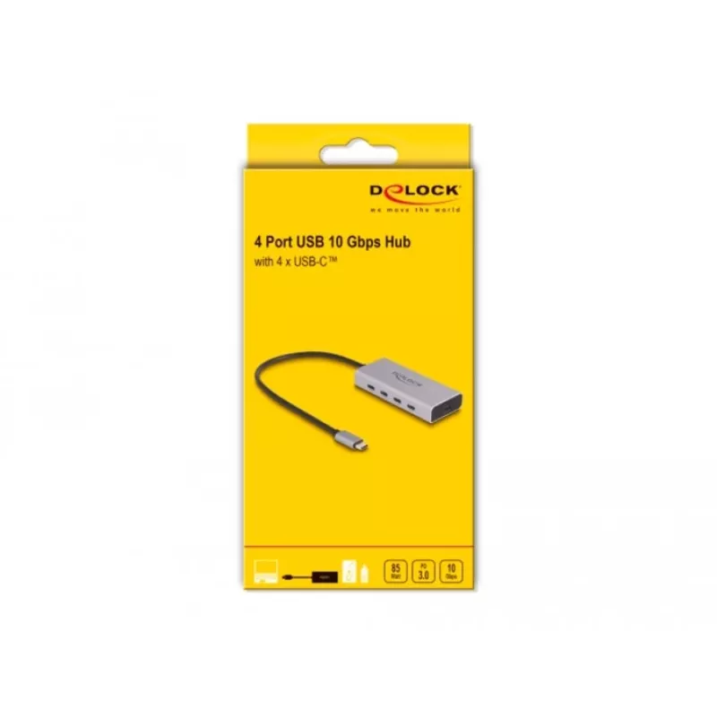 DeLOCK USB-jaotur 10 Gbps USB-C 4 porti PD 85W 30 cm kaabel