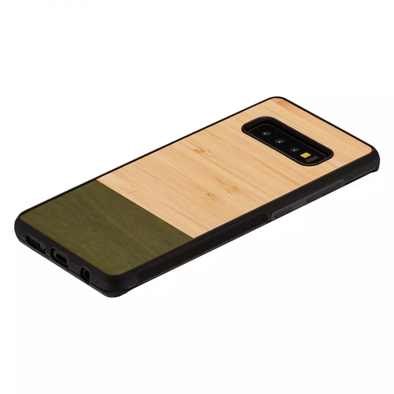 Nutitelefoni ümbris man and wood Samsung Galaxy S10 Plus jaoks — bambusmets must
