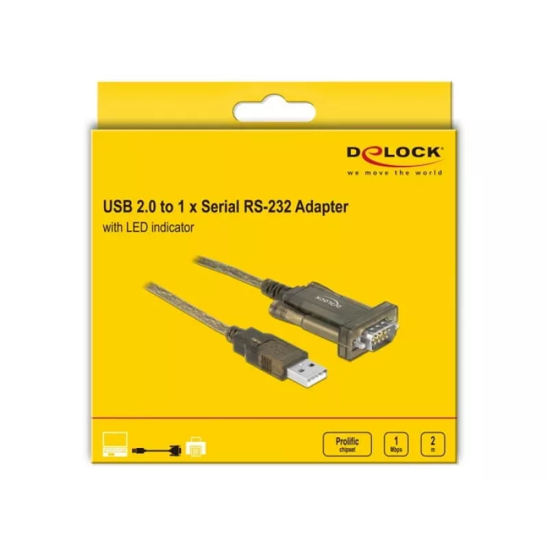 Jadakaabel DeLOCK 64073 USB Type-A DB-9 Läbipaistev 2m
