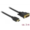 Video kaabli adapter DeLOCK 85655 3m HDMI tüüp A DVI Must
