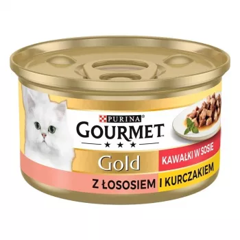 Niiske kassitoit Purina Nestlé GOURMET Gold Adult 85 g — kana ja lõhe, valk 7%, niiskus 82%