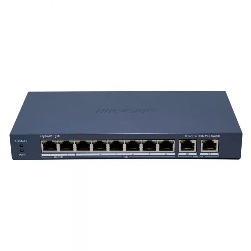 Hikvision DS-3E1310HP-EI(B) võrgulüliti hallatud Fast Ethernet (10/100) Power over Ethernet (PoE) hall