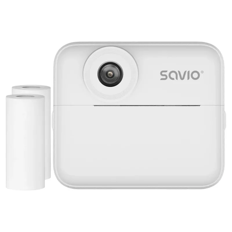 Kiirtrükiga lastekaamera SAVIO AN-01, valge, 2,4-tolline LCD, MicroSDHC kuni 32 GB, USB-C, 1200 mAh aku, sisseehitatud välklamp puudub