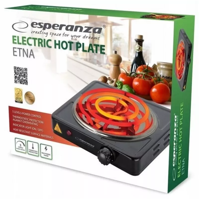 Esperanza EKH012K pliit Must Lauaplaadile 21 cm 1 tsoon(i)