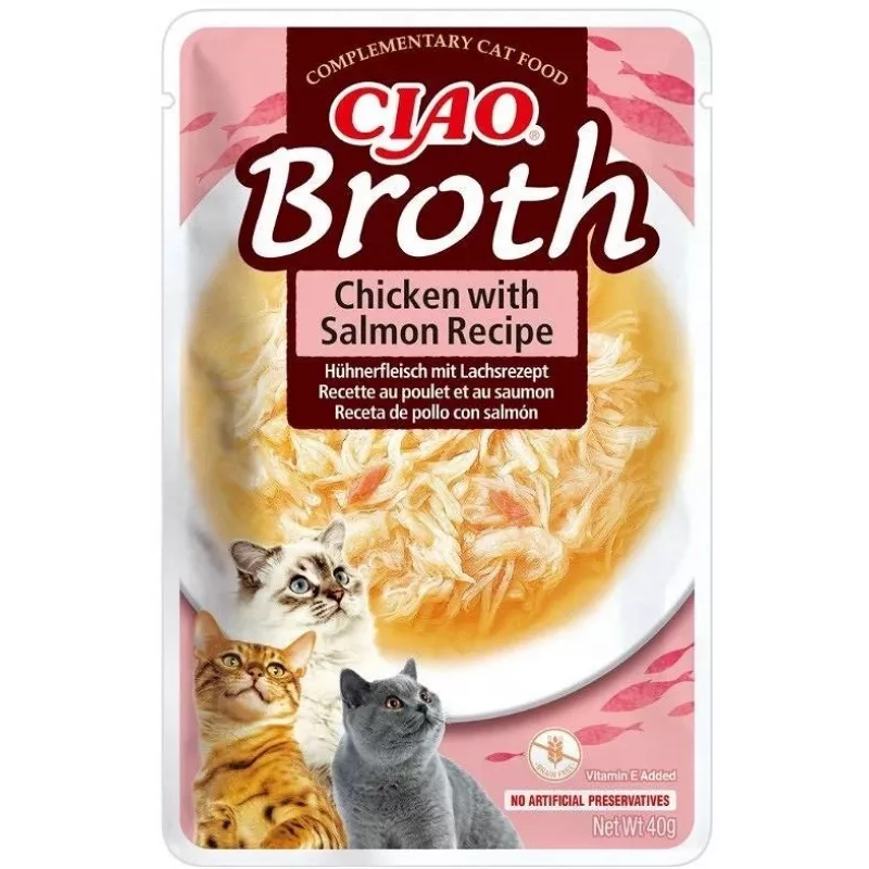 INABA Ciao Broth Chicken & Salmon - kassimaiused - 40 g