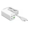 MediaRange MRMA124 mobiilseadmete laadija 100 W vahelduvvool, 3x USB-C, 100–240 V sisend, 1,5 m kaabel, valge