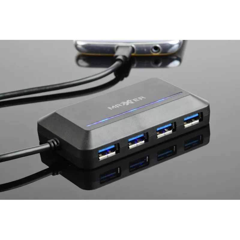 USB-jaotur GEMBIRD ACT-HUB3C-4P — USB 3.2 Gen 1 Type-A host 4 × USB 3.2 Gen 1 USB-C jaoks, 5000 Mbit/s, must