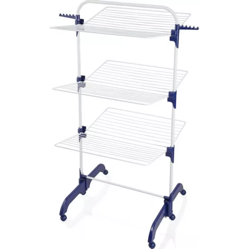 Pesukuivatusrest Leifheit Pegasus 1081529, kokkupandav metallist/plastist kuivati, kuivatuspinda 42 m, rattad, riidepuuklambrid, 76,5×700×1450 mm