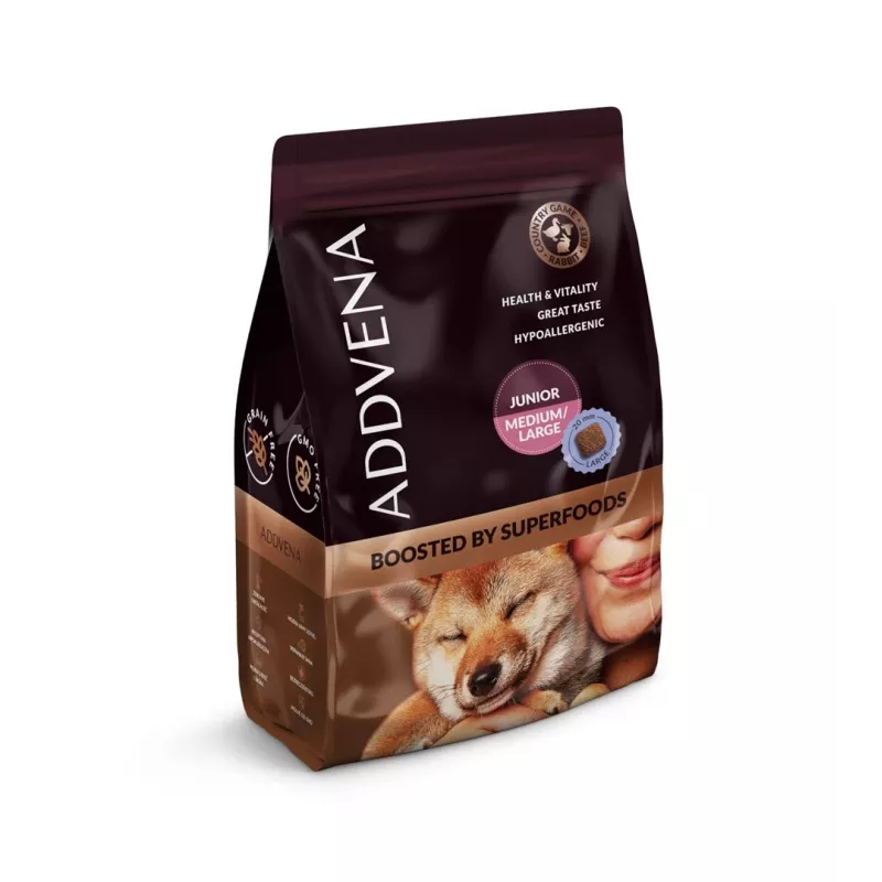 ADDVENA Boosted by superfoods Junior Medium/Large Beef - kuiv koeratoit - 2,5kg