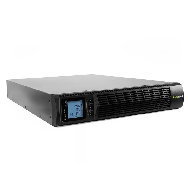 Katkematu toiteplokk roheline Cell UPS15 — online topeltkonversioon 3 kVA (2700 W), 6 vahelduvvoolupistikut, puhas siinus, LCD, torn, 6×12V/9Ah akud