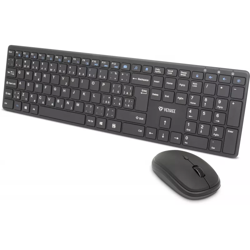 Traadita klaviatuuri ja hiire komplekt YENKEE YKB 2008CS — 2,4 GHz USB, kompaktne paigutus