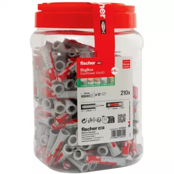 fischer tüübel DUOPOWER 10x50 BigBox helehall/punane 210 tk taassuletav (570550)