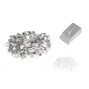 Digitus CAT 6 modulaarpistik ümarkaabli läbivpistikuga 100 tk RJ-45 Isane Hõbedane Läbipaistev