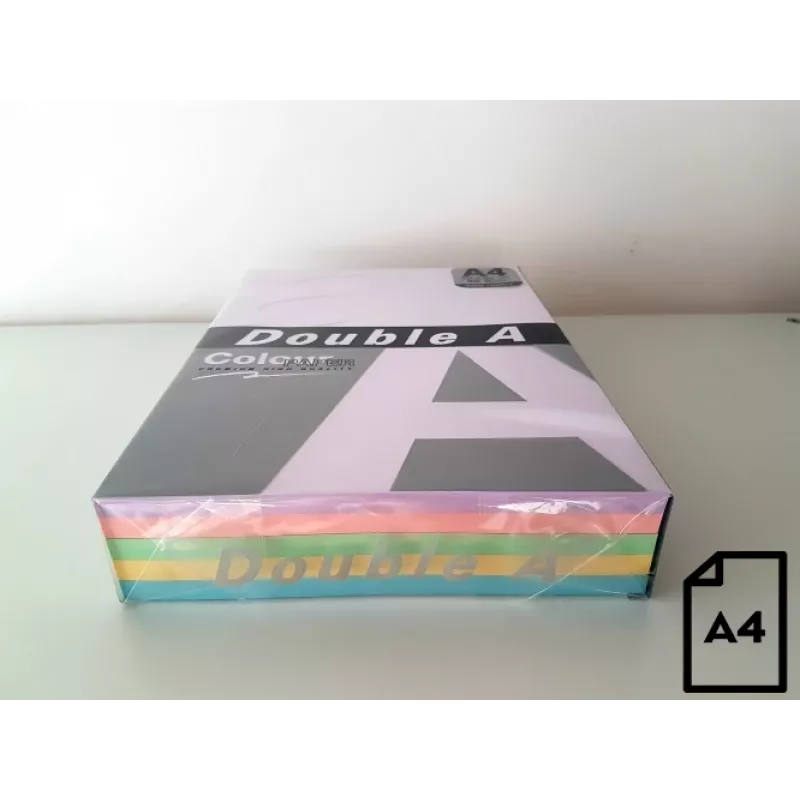 Värviline paber Double A, 80g, A4, 100 lehte, Vikerkaar 3, 5 värvi